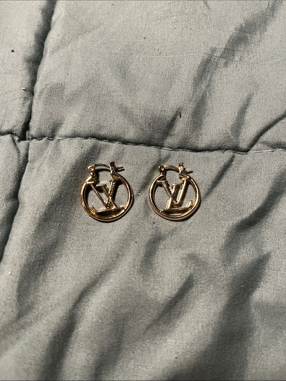 Louis Vuitton Gold-Tone LV Circle Logo Stud Earrings